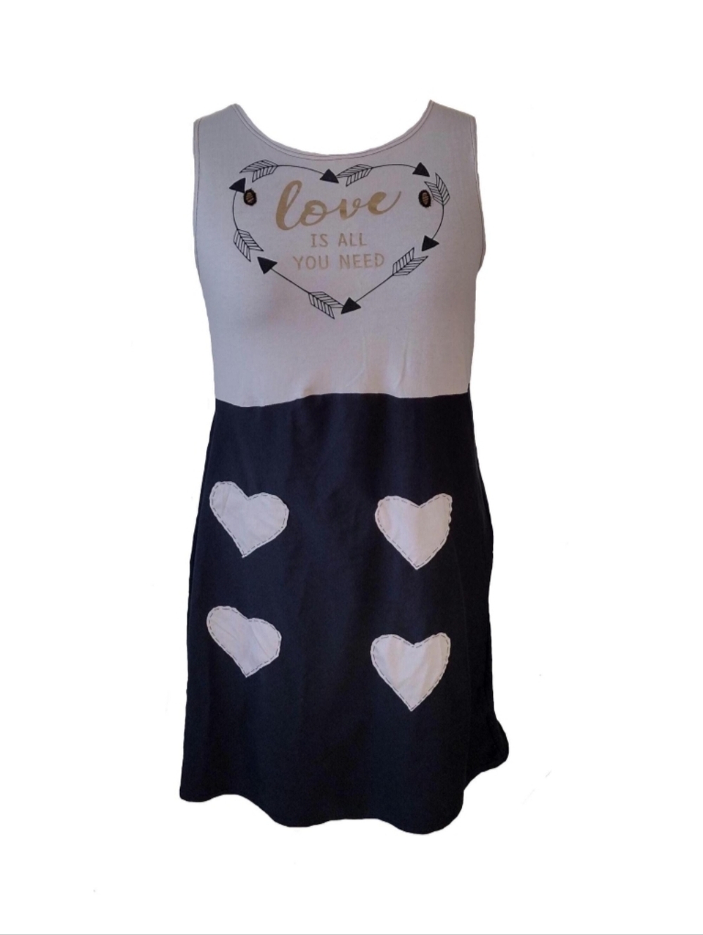 Designer Upcycled Love Graphic Heart Patches Knit Dress Women's Plus Size 2X 18